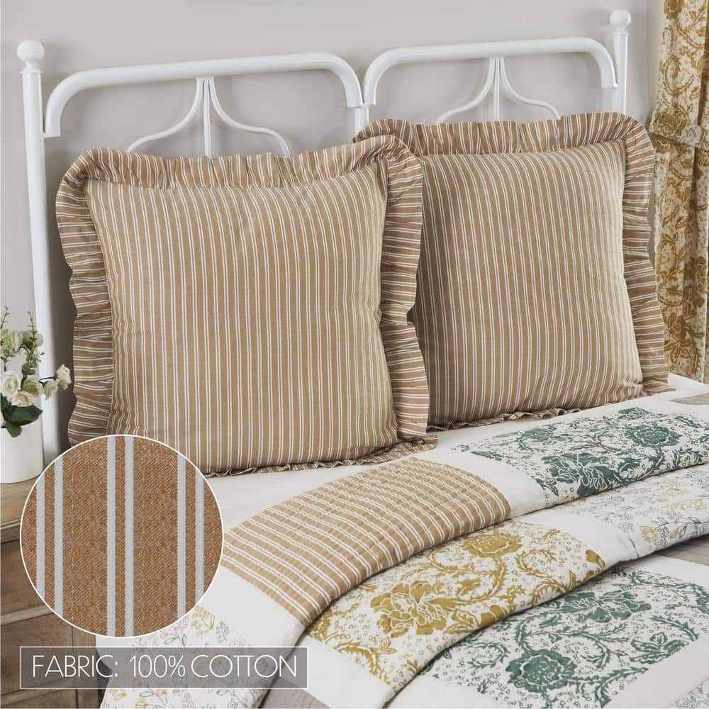 Golden Creme Cotton Euro Sham with Ruffled Edging