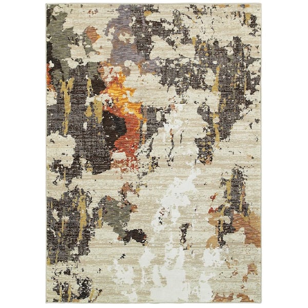 AVERLEY HOME Evans Beige/Charcoal 6 ft. x 9 ft. Casual Abstract Area Rug