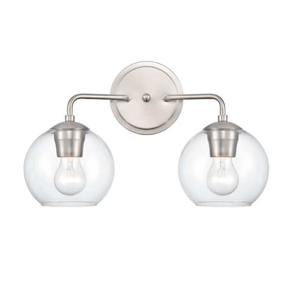 Millennium Lighting 16 in. 2-Light Brushed Nickel Vanity Light with Clear Glass