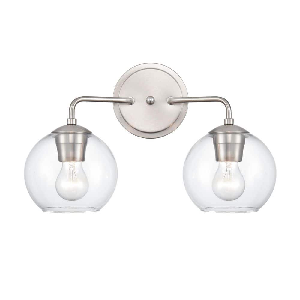 Elegant Brushed Nickel 2-Light Vanity Fixture, 16"