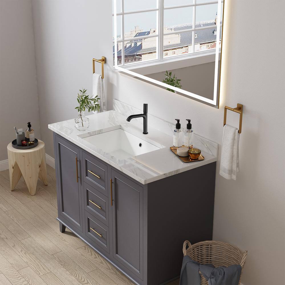 Matte Black Single Handle Brass Bathroom Faucet
