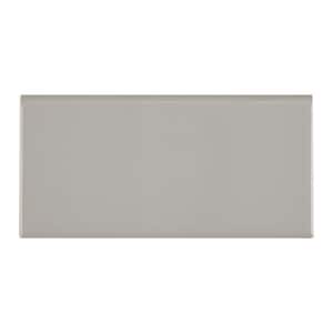 Rittenhouse Square Desert Gray 3 in. x 6 in. Glossy Ceramic Bullnose Tile Trim (12.5 sq. ft./Case)