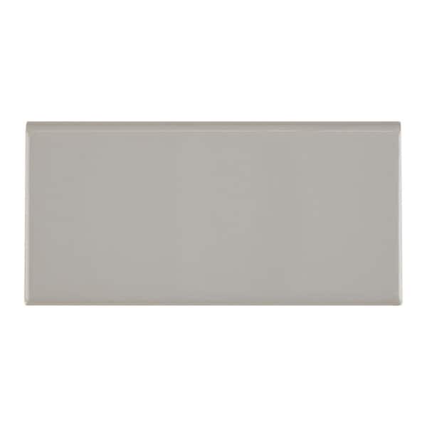 Daltile Rittenhouse Square Desert Gray 3 in. x 6 in. Glossy Ceramic Bullnose Tile Trim (12.5 sq. ft./Case)
