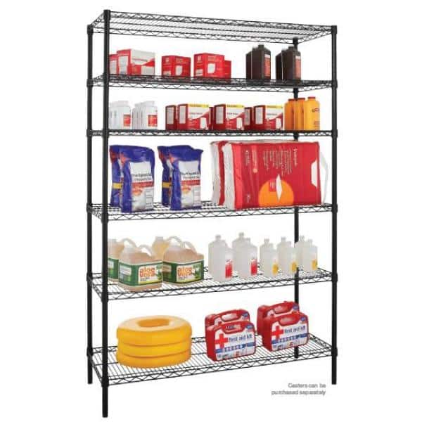 Steel Wire Shelving Unit In Chrome, 6 Shelf Commercial Steel Wire Shelving Rack W Casters