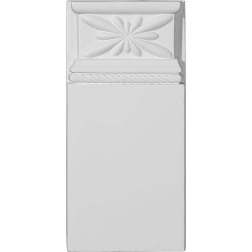 Primed White Polyurethane Bradford Plinth Block 4.37"W x 9.12"H