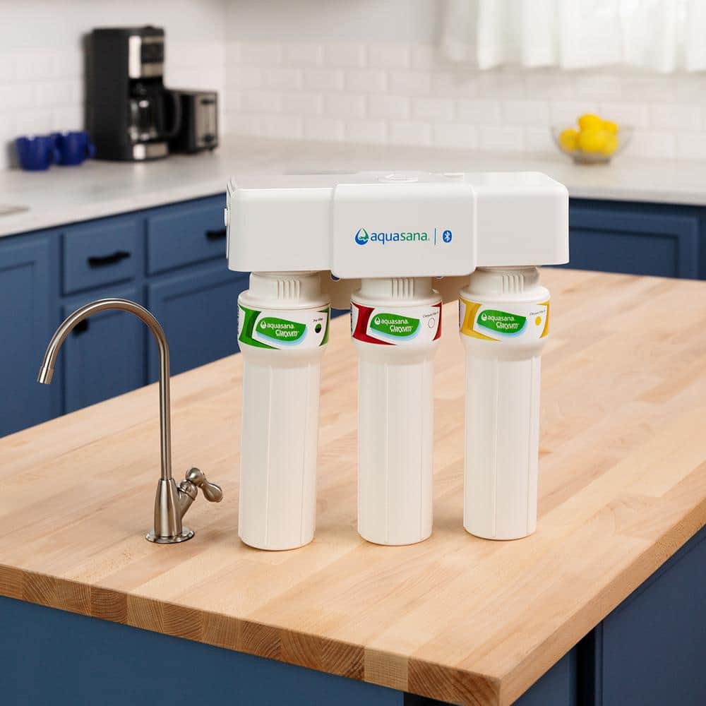 Aquasana 3-Stage Max Flow Under Sink Water Filter System with Chrome Faucet
