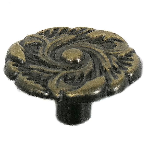 Laurey Classic Traditions 1-1/2 in. Antique Brass Round Provincial Cabinet Knob
