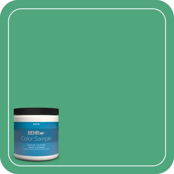 BEHR PREMIUM PLUS 8 oz. #P420-5 Shamrock Green Satin Enamel Interior/Exterior Paint & Primer Color Sample