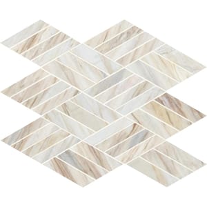 Angora Rhombus 12.45 in. x 10.83 in. Honed Marble Floor and Wall Tile (0.94 sq. ft./Each)