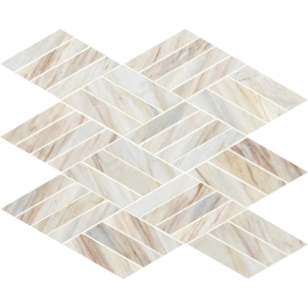 MSI Angora Rhombus 12.45 in. x 10.83 in. Honed Marble Floor and Wall Tile (0.94 sq. ft./Each)