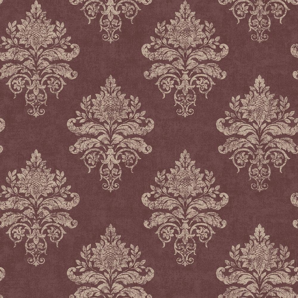 Nordic Elements Red Textured Damask Medallion Matte Finish Non-pasted Non-w