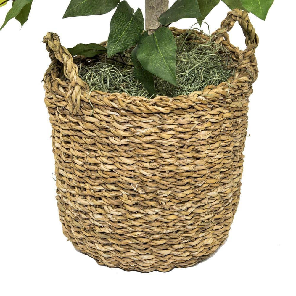 48" Green Artificial Ficus Tree in Woven Rattan Basket