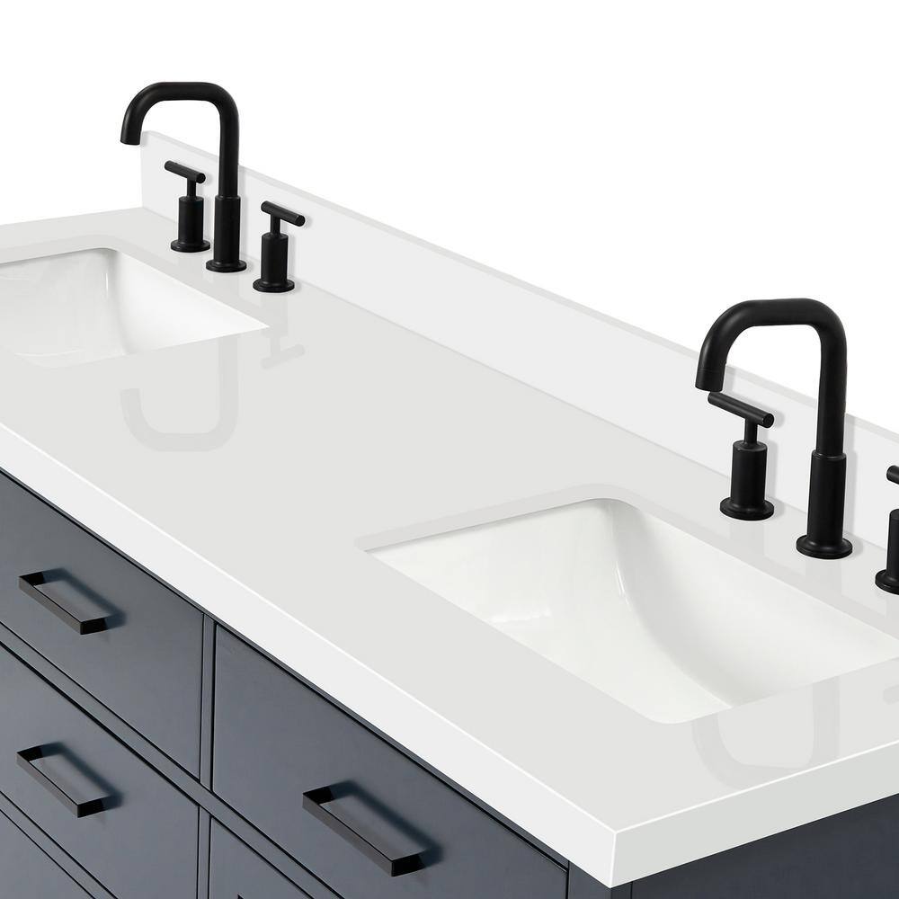 Midnight Blue Double Vanity with White Quartz Top
