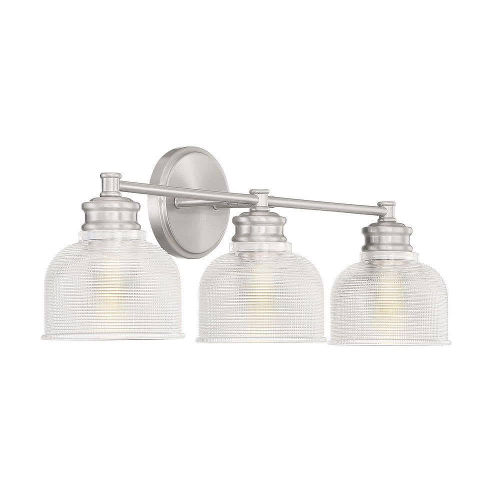 Brushed Nickel 3-Light Vanity Light with Clear Glass Shades