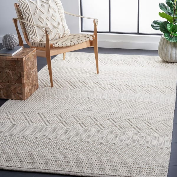 Natura 4 ft. x 6 ft. Ivory Diamond Geometric Striped Area Rug