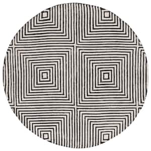 Metro Black/Beige 6 ft. x 6 ft. Geometric Squares Round Area Rug