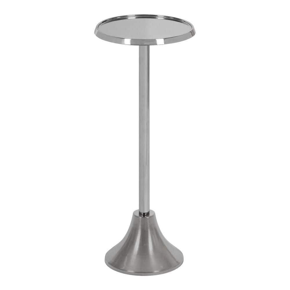 D End Radiator Table Kate and Laurel Sanzo 9 in. D x 23 in. H Silver Round Metal End Table ...