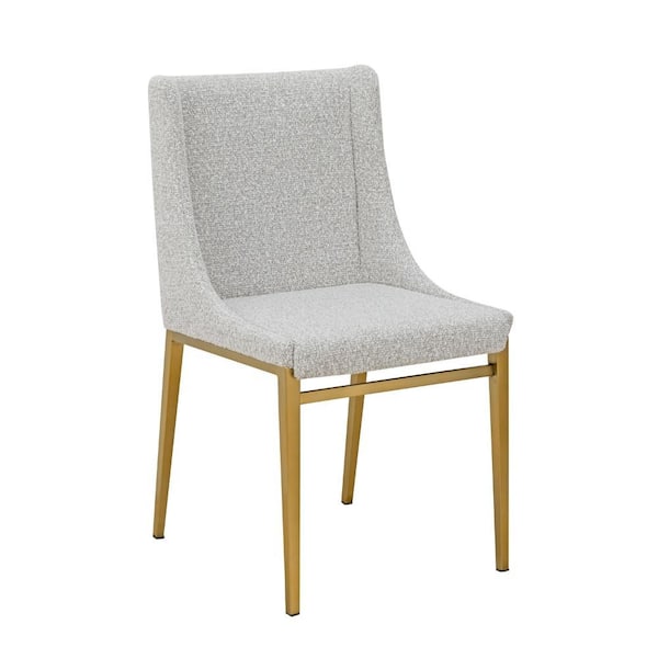 Gray and Brass Polyester Metal Frame Dining Chair (Set of 2)