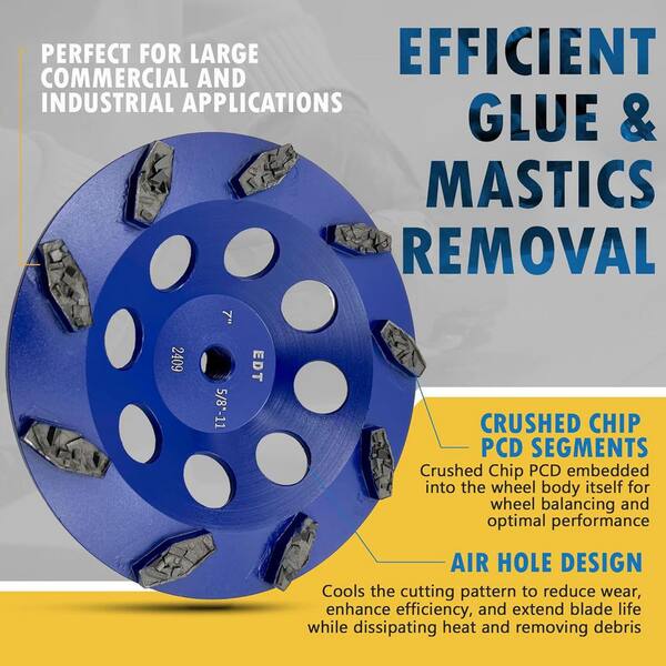 EDiamondTools 7 in. PCD Grinding Wheels, 9 Crushed Chip PCDs, 5/8
