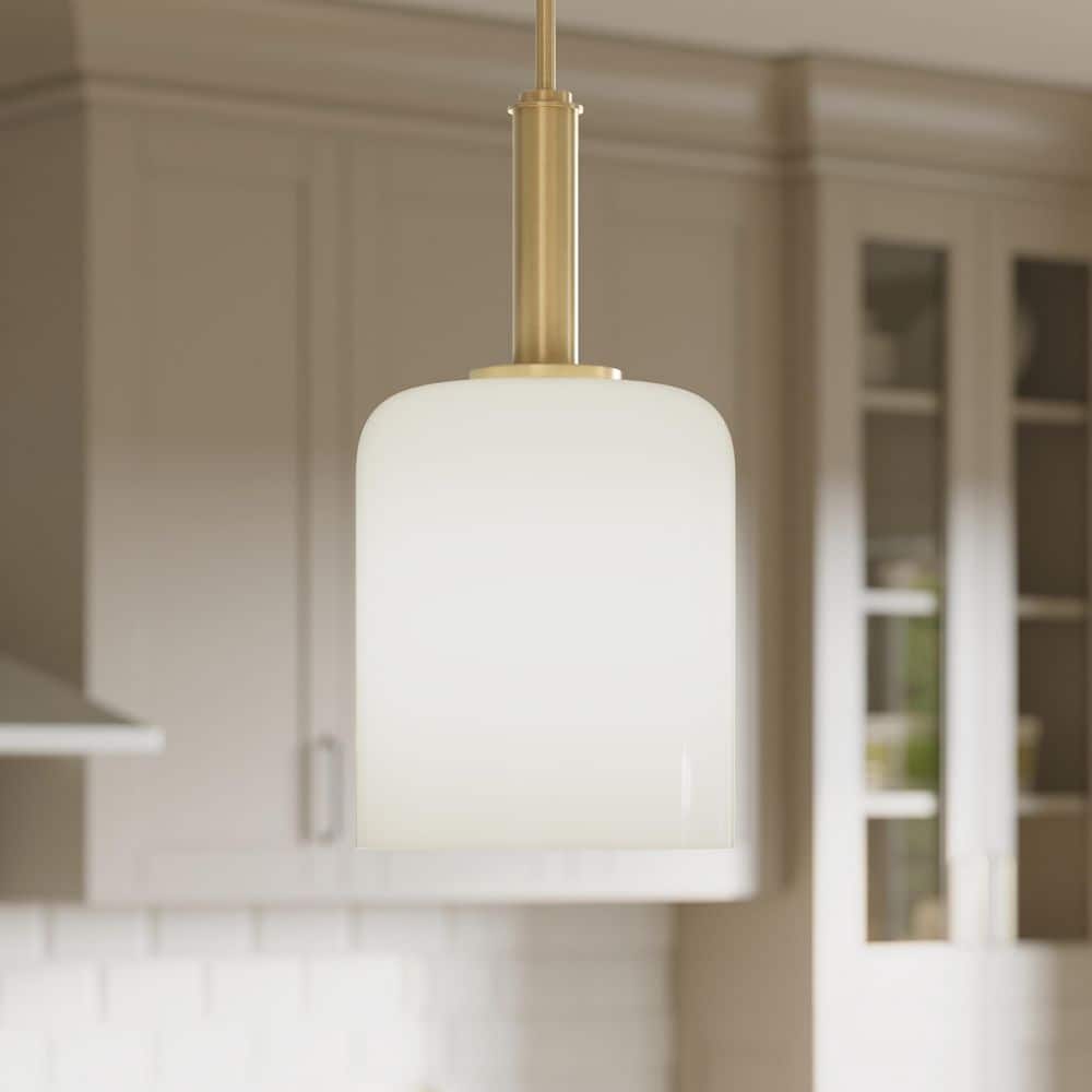Reines 60-Watt 1-Light Brushed Gold New Traditional Pendant with Opal Glass Shade price history on PriceWatchPro