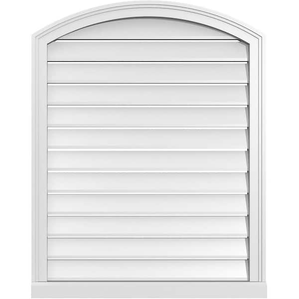 Ekena Millwork 30 in. x 36 in. Arch Top Surface Mount PVC Gable Vent: Decorative with Brickmould Sill Frame