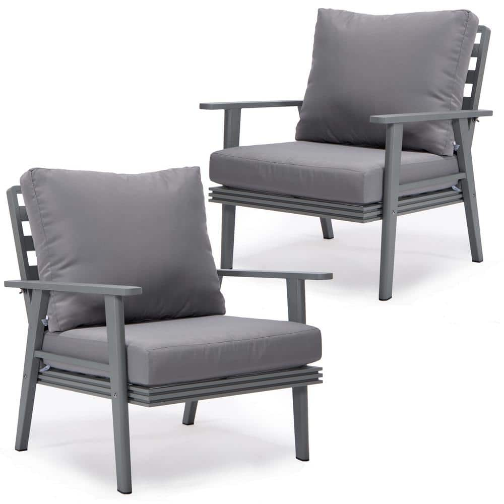 Leisuremod Walbrooke Modern Outdoor Arm Chair With Grey Powder Coated   Leisuremod Outdoor Lounge Chairs Wgr 31 27gr2 64 1000 