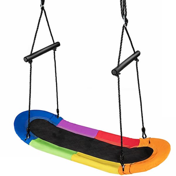 Costway Colorful Tree Swing Adjustable Oval Platform Set with Chain