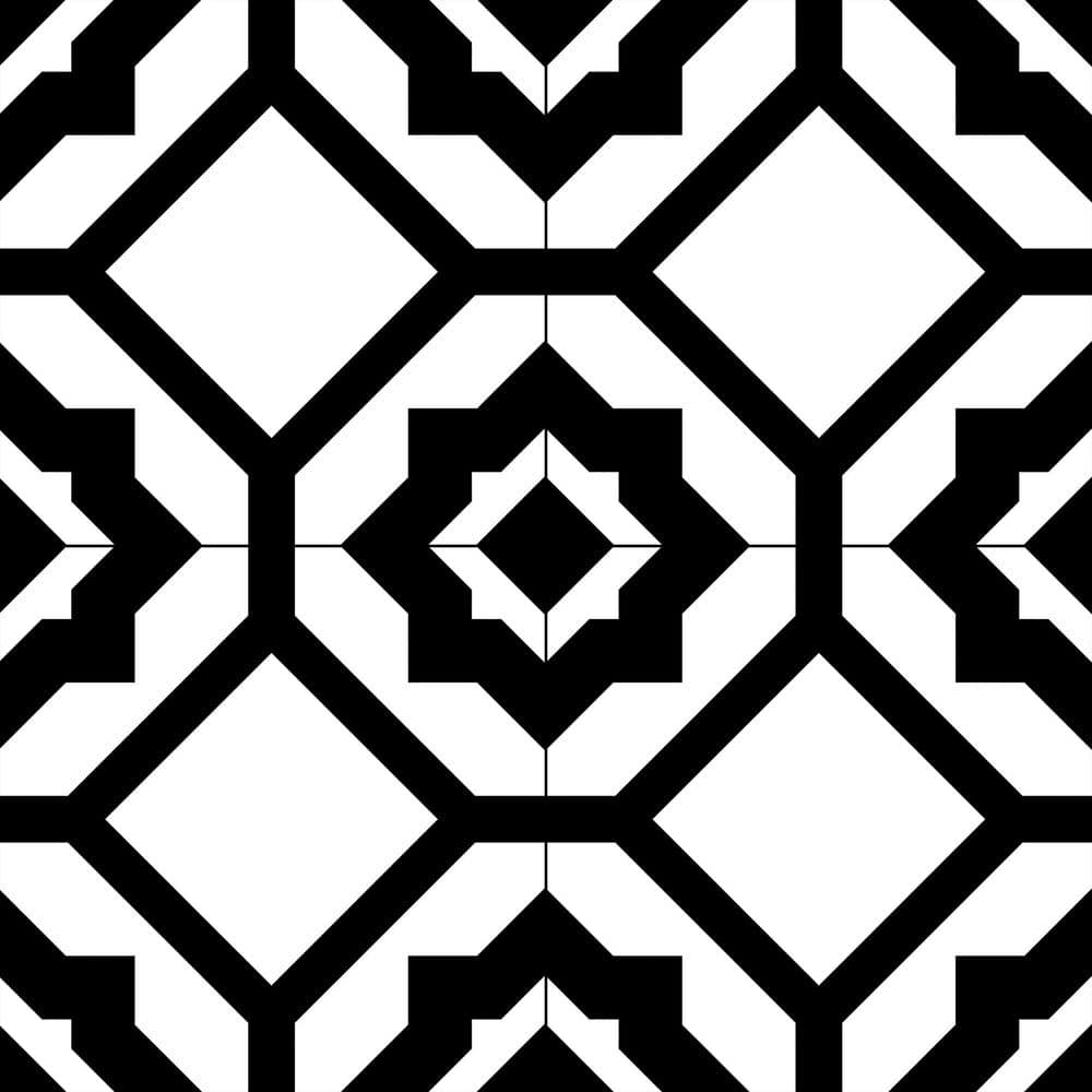 Enchanted Black and White 8" x 8" Glazed Porcelain Tile