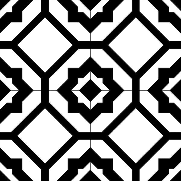 Luv Enchanted Black/White 8 in. x 8 in. Smooth Matte Porcelain Floor and Wall Tile Sample
