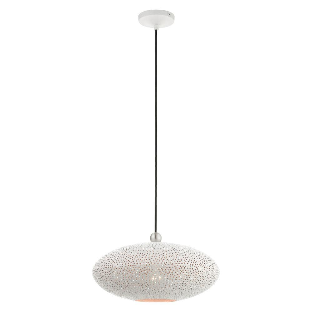 White Brushed Nickel Crystal LED Globe Pendant Light