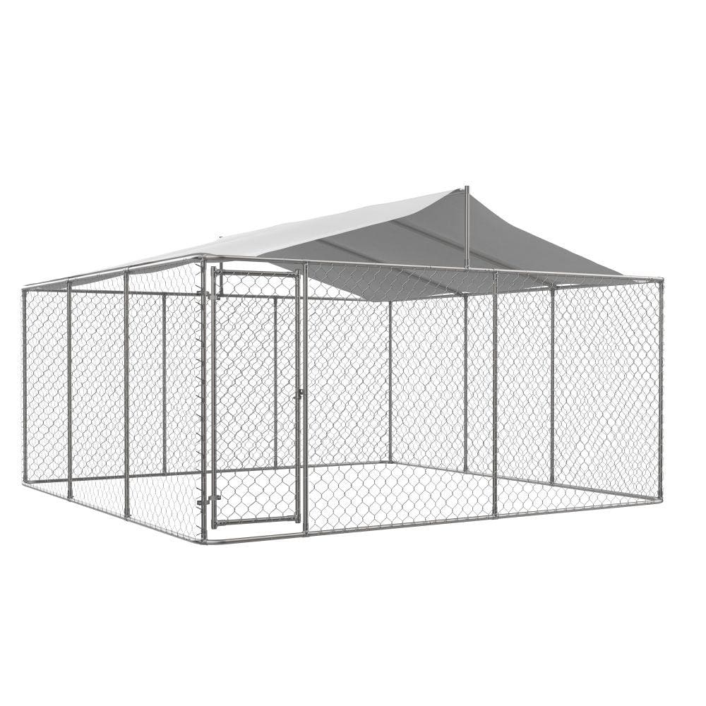 Amucolo 14.8 ft. W x 14.8 ft. D x 7.6 ft. H Silver Galvanized Outdoor ...