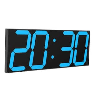 Blue Digital LED Wall Clock, with 6 in. Numbers Remote Control Count Up/Count Down, Auto Dimmer and Thermometer