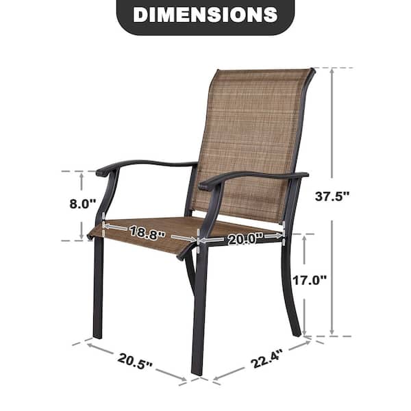 Black Steel Frame Brown Textilene Outdoor Dining Chairs (2-Pieces)