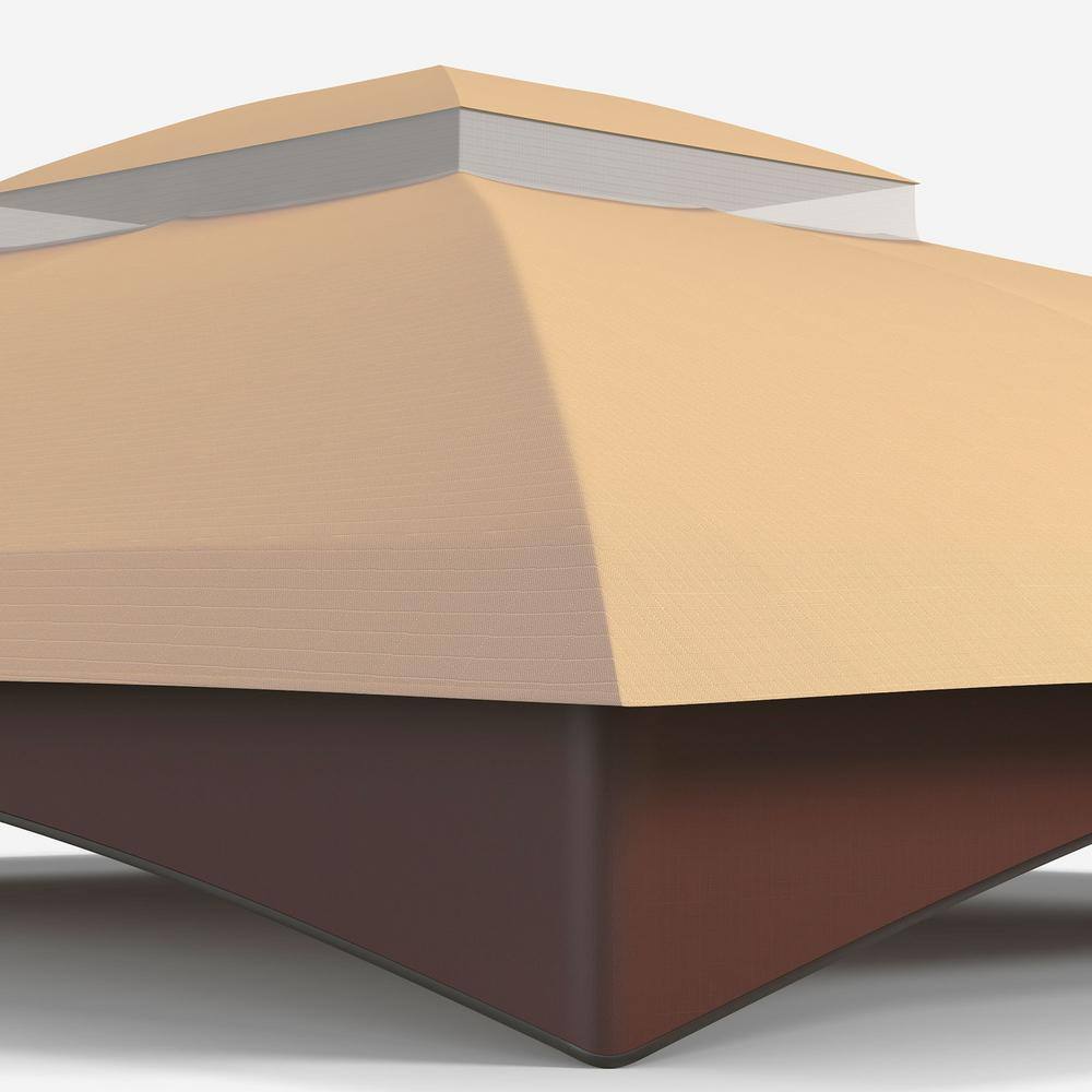 Beige 10' x 12' 2-Tier Gazebo Canopy Replacement with Drainage Holes
