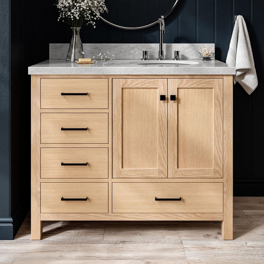 Cambridge 42 in. Single Sink Freestanding Bathroom Vanity in Oak with Carrara White Marble Top price history on PriceWatchPro