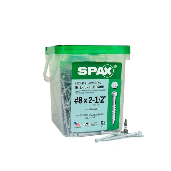 SPAX 8 x 2-1/2 in White HCR Partial Thread Torx Drive Round Head Trim Screw 425CT