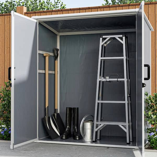 Boosicavelly 5 ft. W x 3 ft. D Gray Plastic Shed with Lockable Door (15 sq. ft.)