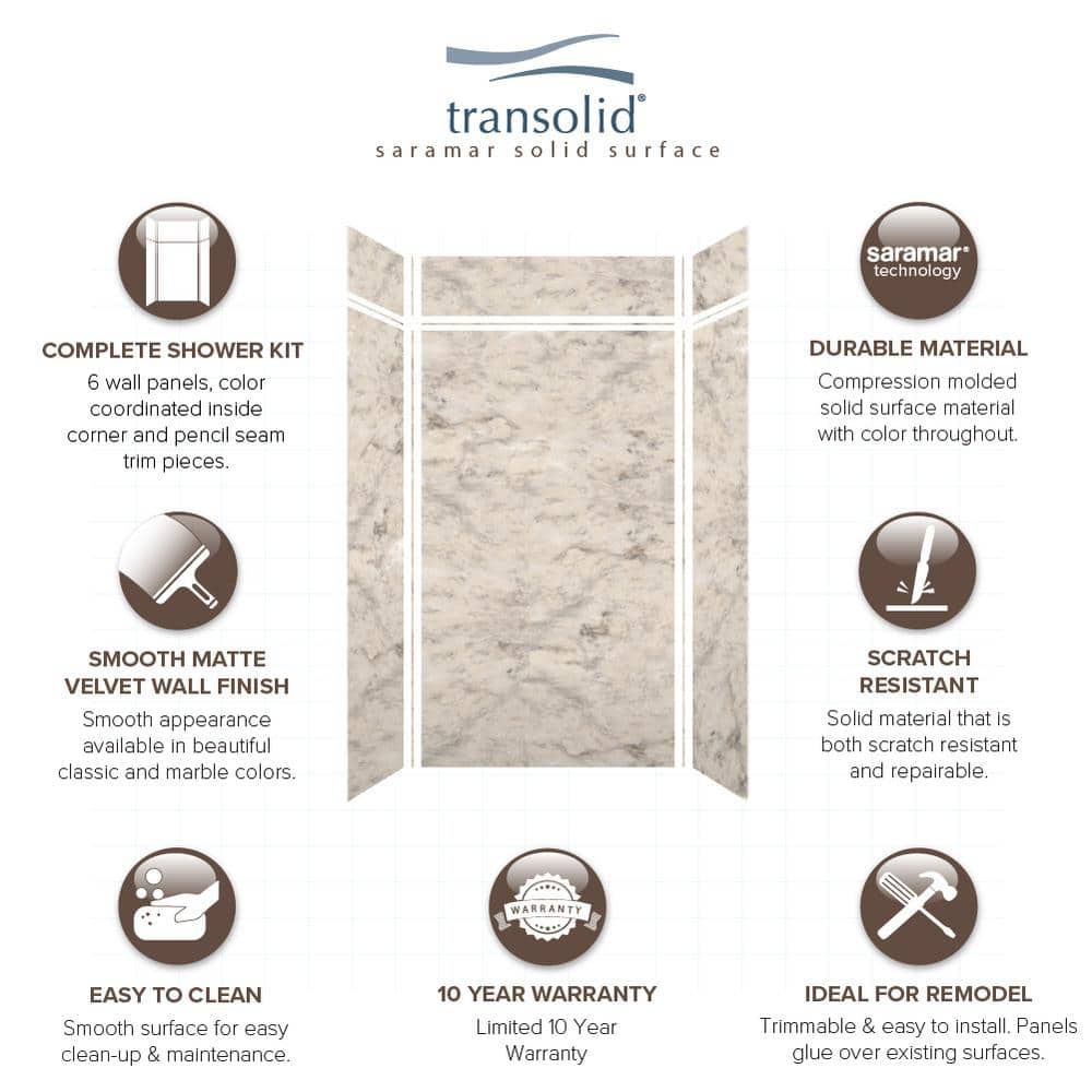SaraMar Sand Creme Velvet 48'' x 96'' Glue Up Shower Wall Panels