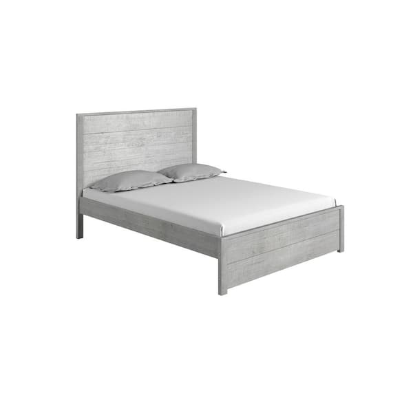 Hampton Driftwood Gray Solid Wood Frame Queen 64 in. Platform Bed