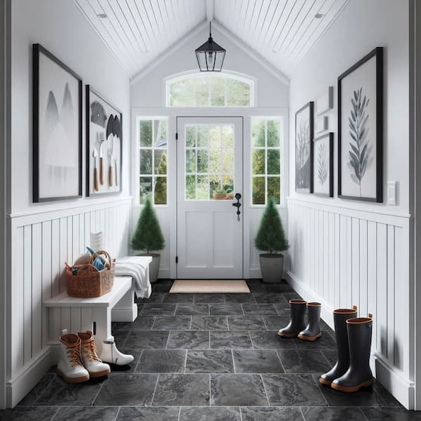 Montauk Black 12 in. x 12 in. Honed Slate Floor and Wall Tile (10 sq. ft./Case)