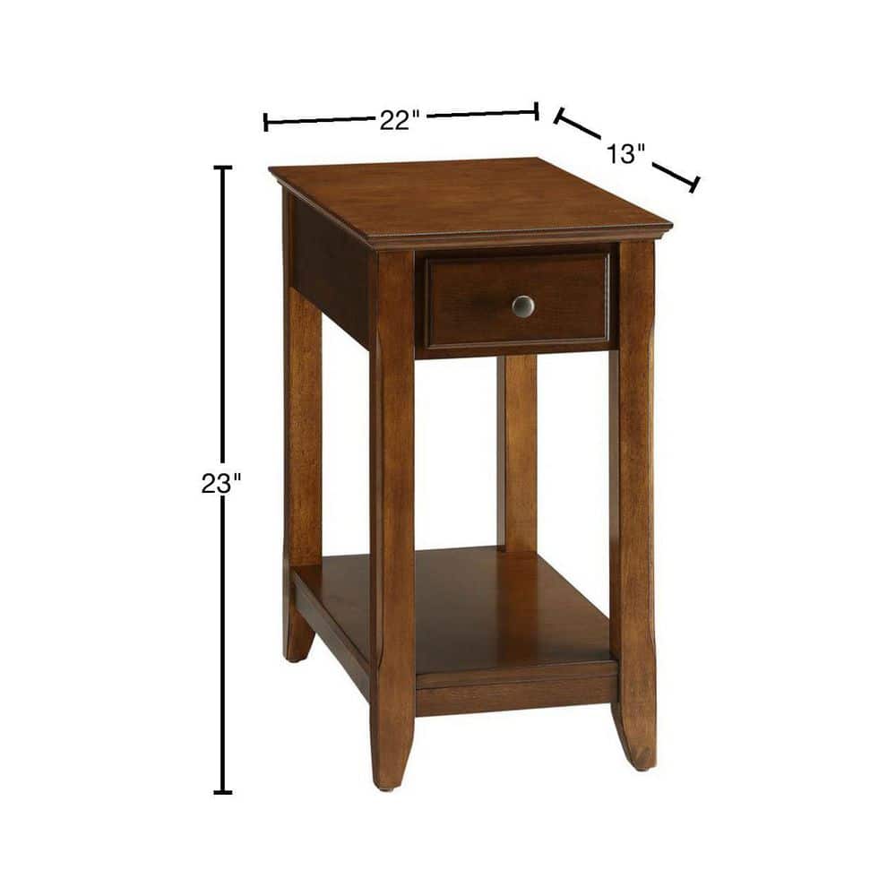 Bertie Transitional Walnut Brown Side Table with Storage