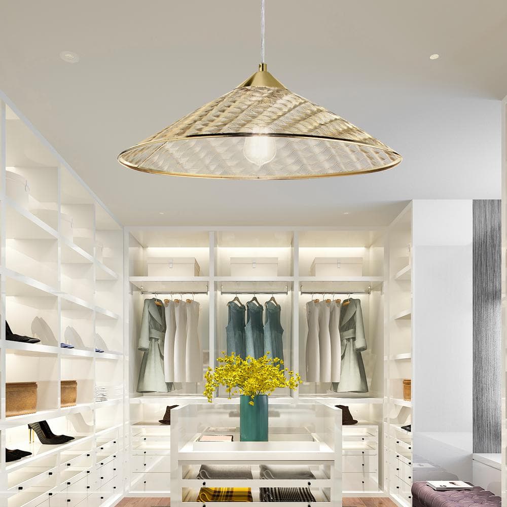 Rosalinde 21" Gold Art Deco-Inspired LED Metal Pendant Light
