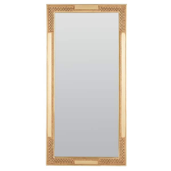 SAFAVIEH Lerson 30 in. W x 60 in. H Wood Rectangle Modern Gold Wall Mirror