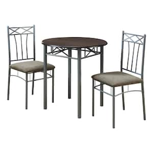 Cappuccino with Silver Metal 3 Piece Dinning Set