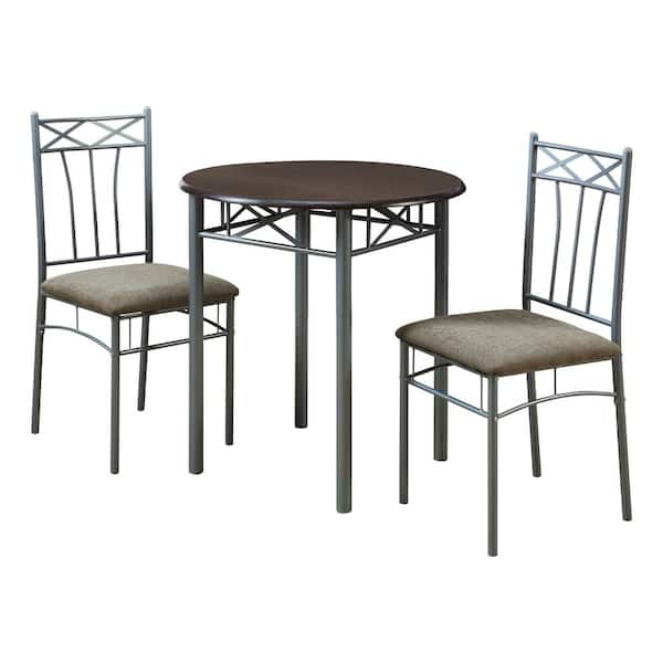 Unbranded Cappuccino with Silver Metal 3 Piece Dinning Set