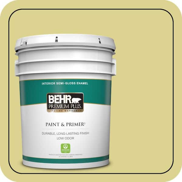 BEHR PREMIUM PLUS 5 gal. #T17-16 Thats My Lime Semi-Gloss Enamel Low Odor Interior Paint & Primer