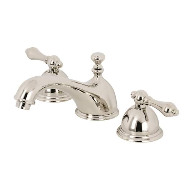 Kingston Brass Restoration 8 in. Widespread 2-Handle Bathroom Faucet in Polished Nickel