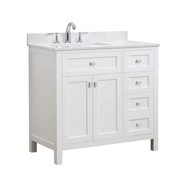 Cahaba Juniper 36 in. Vanity in White with Engineered Stone Top & Ceramic Basin