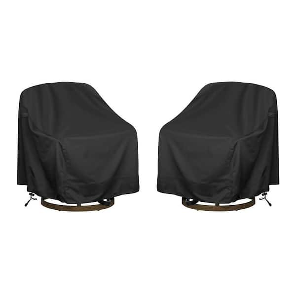 39 in. W x 37 in. D x 38 in. H Black Outdoor Swivel Lounge Chair Cover (2 Pack)