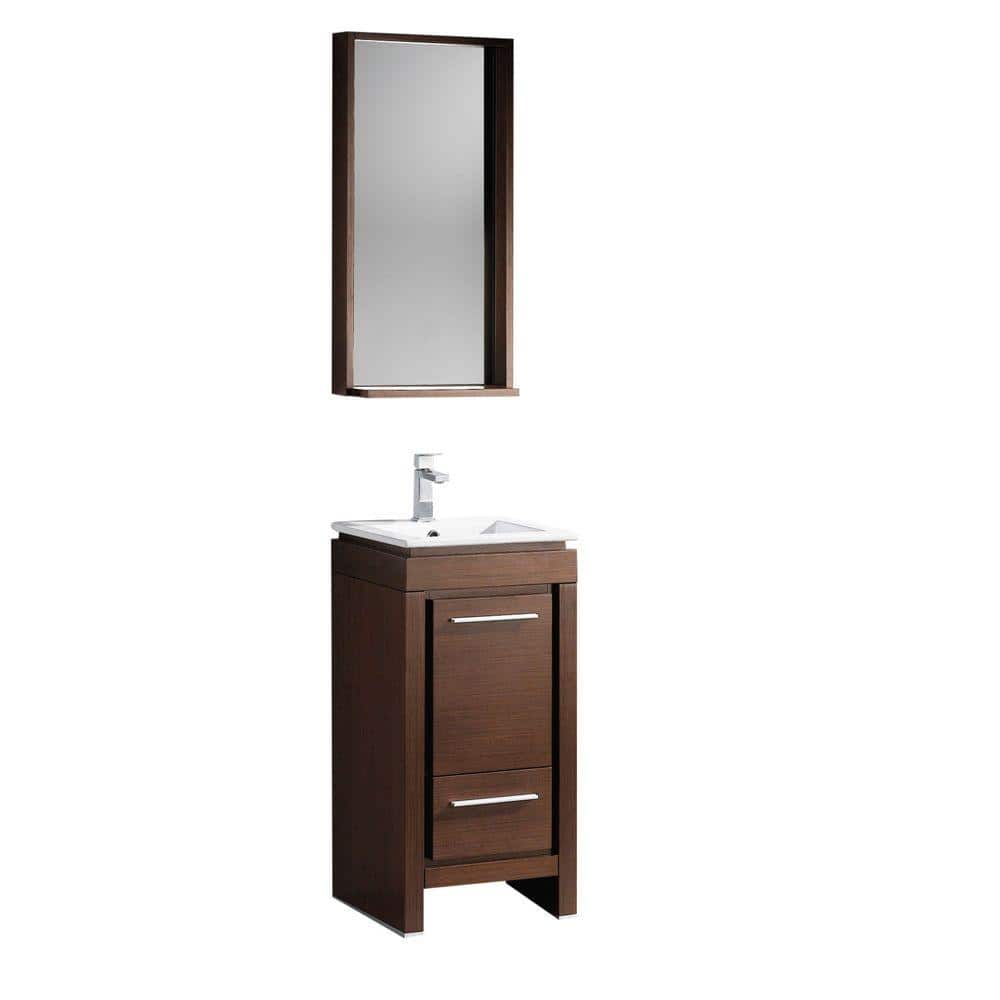 Fresca Allier 16 In Vanity In Wenge Brown With Ceramic Vanity Top In White With White Basin And Mirror Fvn8118wg The Home Depot